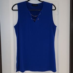 Royal Blue Ivanka Trump blouse with gold chains